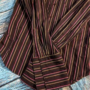Guess by Marciano Men's Size Small Brown Striped 100% Cotton Button Front Shirt